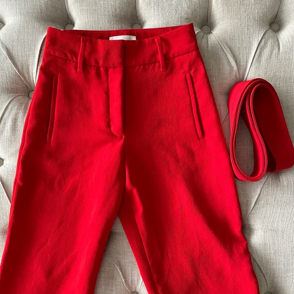 Aritzia Babaton Wildred japanese crepe tie front jallada pant - red size 00 - Picture 1 of 11